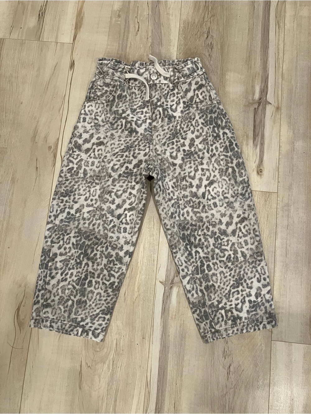 Animal print barrel leg jeans